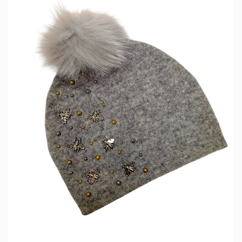 Fox Pom Pom Knit Hat w/Bees & Beads

NEW